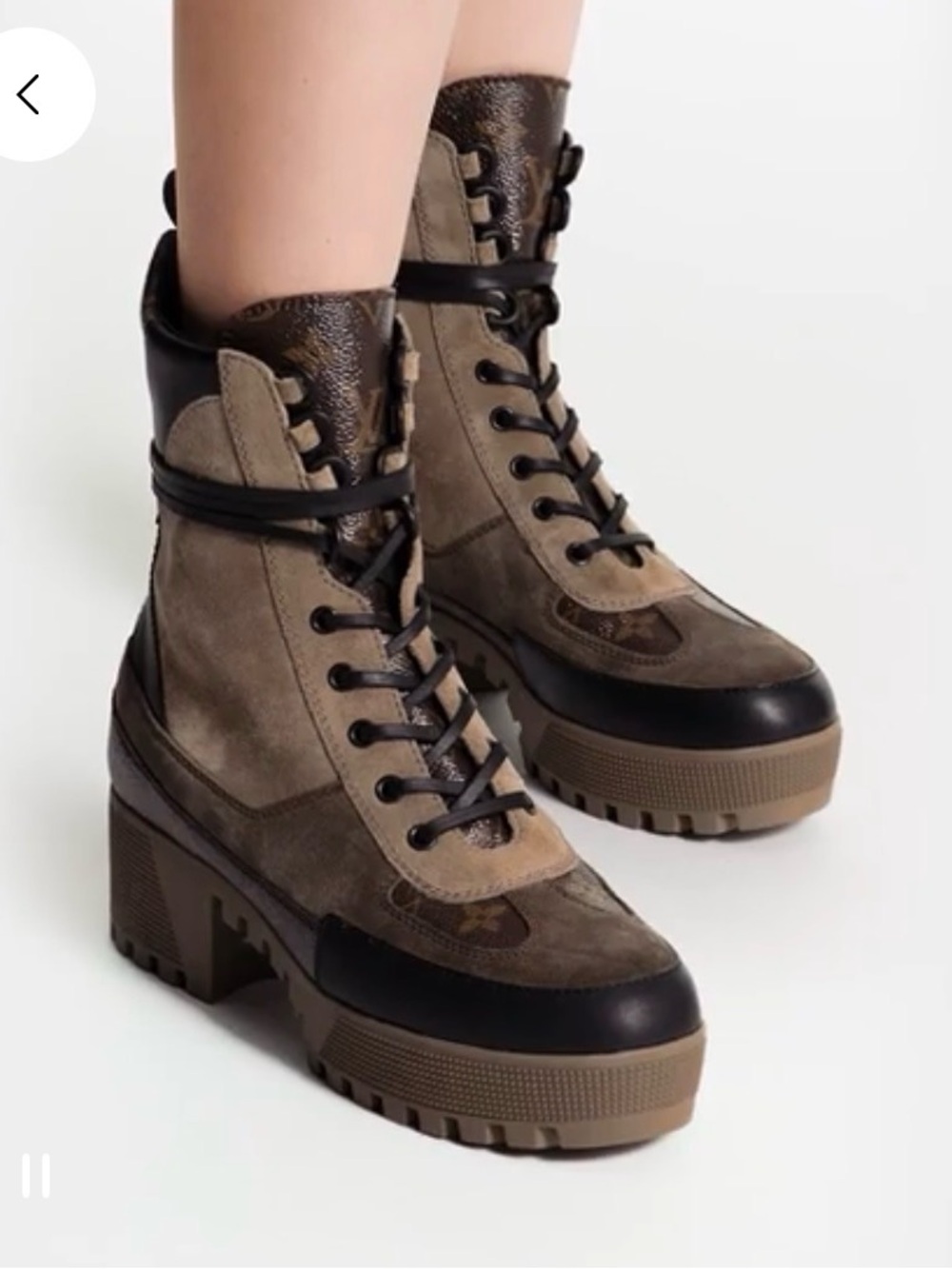 New Louis Vuitton Laureate Monogram Canvas Lace-Up Ankle Platform Boots Sz 10
